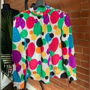 VINTAGE Colorful Polka Dot Blouse
